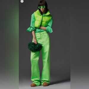 NWT Zara neon green wide leg jeans US size 2, EUR 34